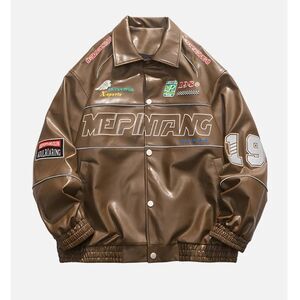 Aelfric Eden Men's PU Leather Racing‎ Brown Mepintang 19 Jacket S NWT IN PKG